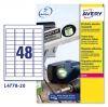 ETICHETTE LASER POLIESTERE BIANCO - 20 FOGLI - 45,7X21,2 - (48 ETICHETTE PER FOGLIO) - AVERY - L4778-20