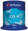 CD-R VERBATIM 80' 700 MB - KIT 100 PEZZI SPINDLE - (52X) - (43411) - SERIGRAFATO EXTRA PROTECTION