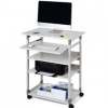 CARRELLO PER PC WORKSTATION - SYSTEM 75 VH - 5 RIPIANI - CON RUOTE- 75X53,4X95/125 CM. - GRIGIO